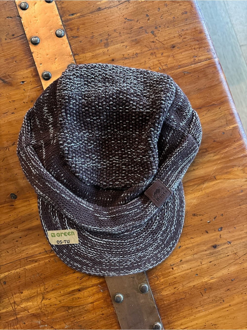 NWT ROOTS GREEN Organic Cotton Cabin Knit Che Cap, Earthy Browns, Outdoorsy, OS